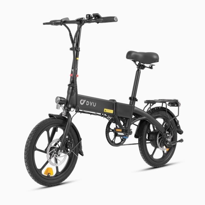 velo electrique pliable DYU A1F Pro Autonomie 40km 25km/h Moteur 250W 16 pouces E-bike de ville Pédalage Assisté 36V7.5Ah Noir