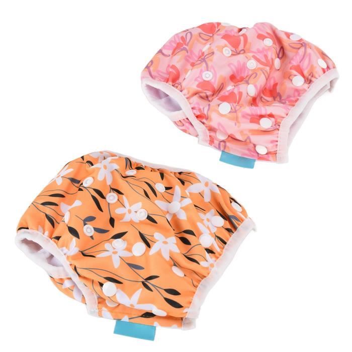 Lot De 2 Couches De Bain Lavables Réutilisables Pour Bébé - Réglables 0-3 Ans, Coton Pur, Imperméables - 8
