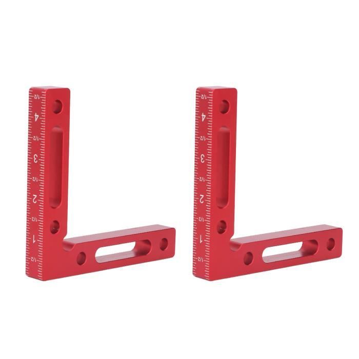 Équerre Positionnement 90° - Alliage Aluminium 120x120mm - Rouge - Pour Menuiserie, Assemblage Meuble