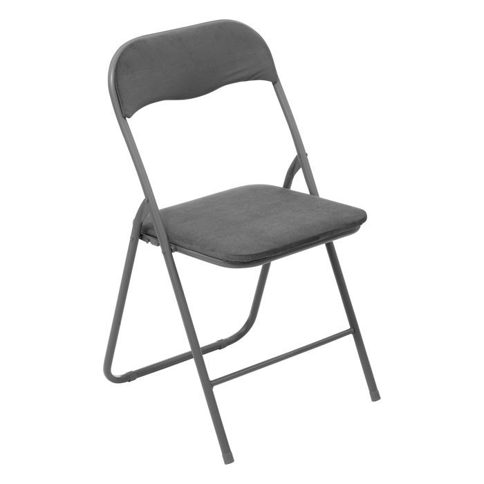 Five Simply Smart - Chaise pliante effet velours - Gris clair Five Simply Smart - Chaise pliante effet velours - Gris clair