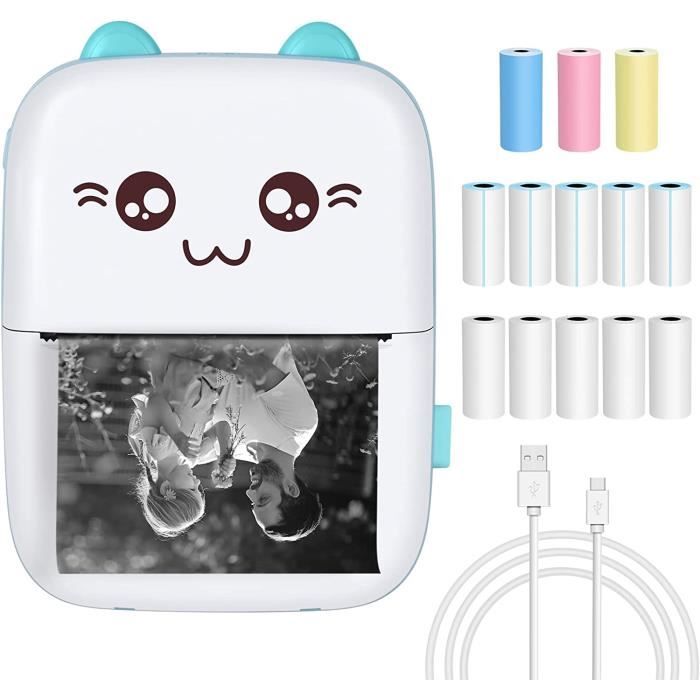 Imprimante Photo - Portable - Mini Bluetooth - 200DPI - 1200mAh - 13 Rouleaux de Papier Thermique