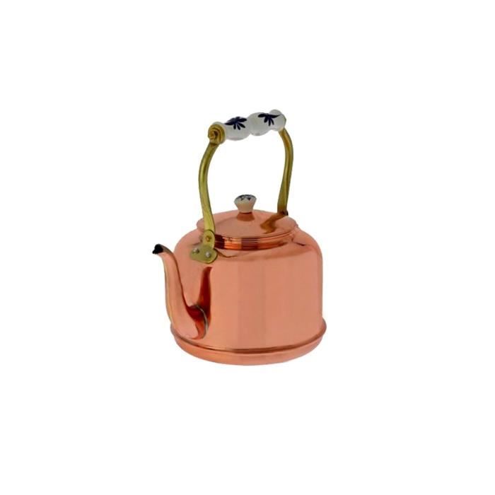 Bouilloire cuivre poignée porcelaine 15L intérieur étamé chauffe rapide