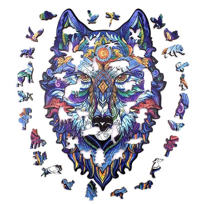Puzzle en bois d'écureuil méchant, forme Unique, Animal irrégulier, jouet, boîte-cadeau, pièce