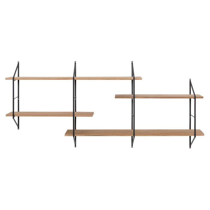 Miliboo - Etagère murale XL modulable en bois clair et métal noir L191 cm BRIDGE Miliboo - Etagère murale XL modulable en bois clair et métal noir L191 cm BRIDGE