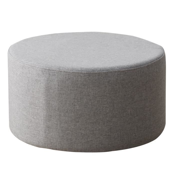 pouf plat en tissu gris - mobili rebecca - vintage - 25x45x45 cm