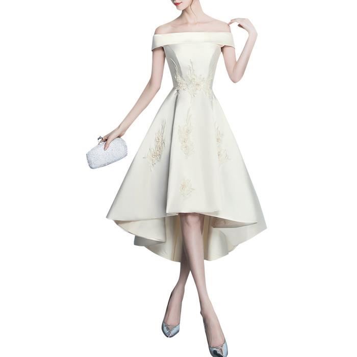 Champagne Robe Demoiselle D Honneur De Soiree Mariee Mariage Court