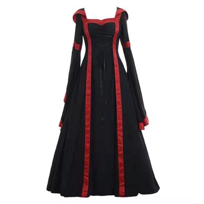 Robe Médiévale Femme Steampunk Gothique - Velours Doré Manches évasées Pour Soirée Cosplay