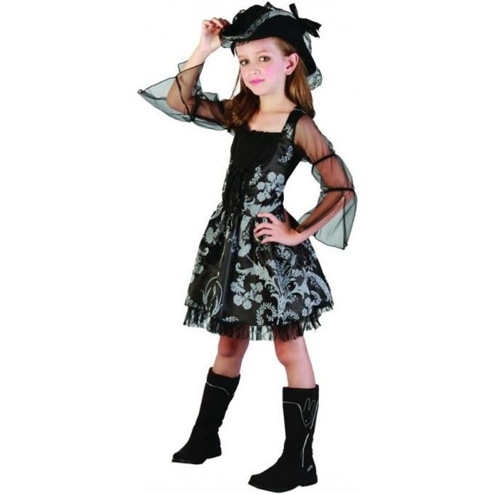 Déguisement de pirate corsaire noir fille - PTIT CLOWN - Panoplie avec  robe, jupon et chapeau bicorne - Cdiscount Jeux - Jouets