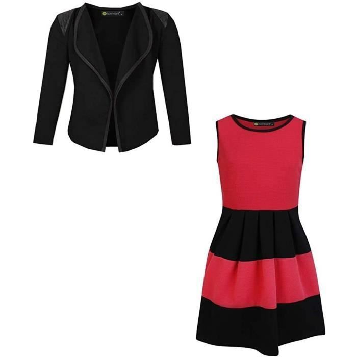 LotMart Filles Robe Patineuse sans Manche Paquet Avec Filles Veste Blazer En Rouge et Noir 11 12 Ans Rouge et noir Cdiscount Pret a Porter