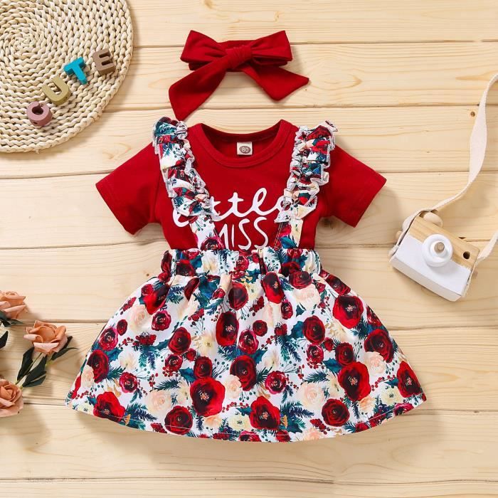 Body Bebe Fille Lettre Barboteuse Jupe A Bretelles Flale Bandeaux Tenues Rouge Rouge Cdiscount Pret A Porter