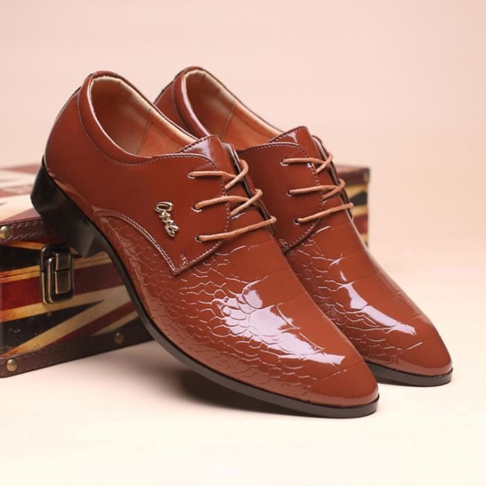 Chaussures Homme Cuir Oxford Sans Lacets - Noir/Blanc/Marron - Rehaussantes - Mariage & Ville - 8