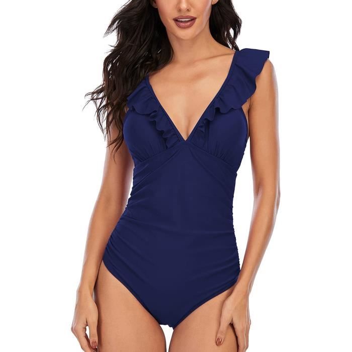 Maillot De Bain Femme 1 Pieces Contrôle Ventre Dos Nu Piscine