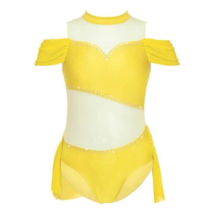 Oyolan Femme Justaucorps Gymnastique sans Manches Leotard Danse Latine Frangé Paillette Body Gym Costume Patinage Artistique Dancewear S-XXL Argenté S