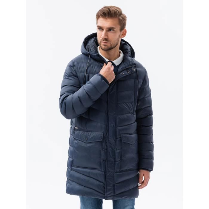 Blouson d hiver parka matelassee avec capuche Ombre Pour Homme Bleu marine Bleu marine Cdiscount Pret a Porter