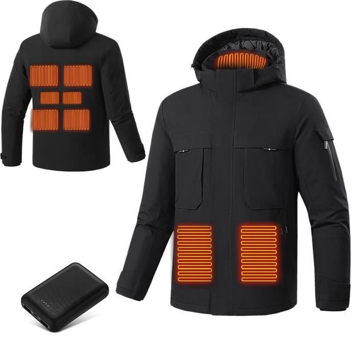 Veste Chauffante Homme et Femme,VIPITH avec Batterie Incluse-Blouson  Softshell Hiver avec Capuche pour la Chasse, L'extérieur-XXL Noir -  Cdiscount Prêt-à-Porter