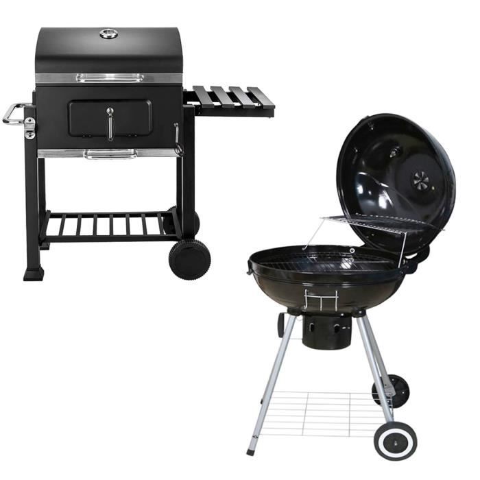Barbecue Charbon Tarrington House Memphis - Acier, Couvercle Thermomètre, Tablette Pliable, Gris