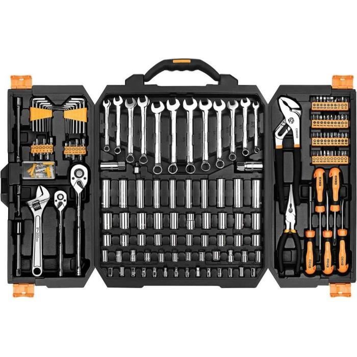 DOWELL Kit d'outils 85 pièces, kit d'outils pour mécaniciens automobiles, complet pour les réparations de voiture, de moto, de moteur et de garage avec douilles, clés à cliquet, pinces et plus DOWELL Kit d'outils 85 pièces, kit d'outils pour mécaniciens automobiles, complet pour les réparations de voiture, de moto, de moteur et de garage avec douilles, clés à cliquet, pinces et plus