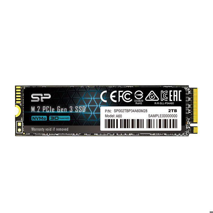 Disque SSD Interne – Silicon Power – P34A60 2To – NVMe PCIe Gen3x4 M.2 Lecture Écriture 2200 1600 Mo/s