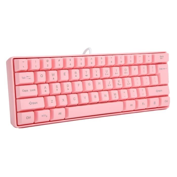 Clavier USB Rétroéclairé QUMIIRITY – Blanc, Design Ergonomique – Pour PC, Gaming, Bureau – Connexion Filaire