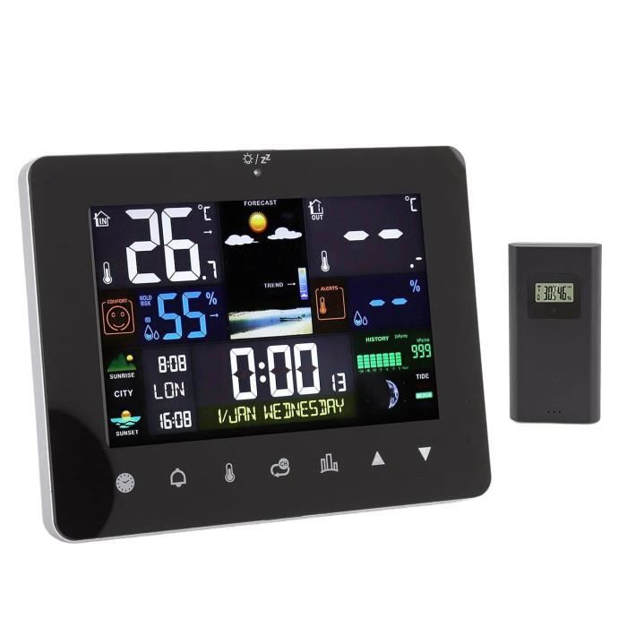 Thermomètre Voiture LCD Avec Alarme - Moniteur Température Intérieure / Extérieure + Horloge - Pile Ou Allume-Cigare