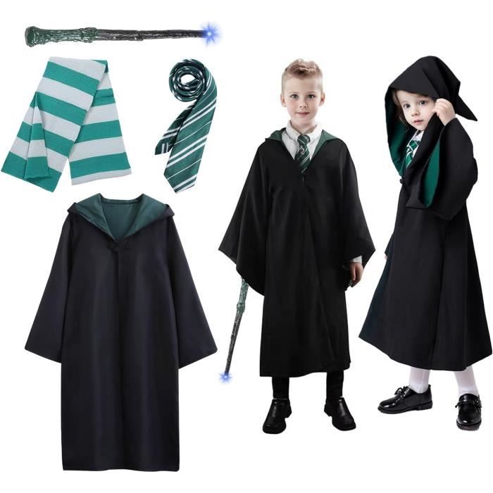 Costume Magicien Adulte Complet - Cape, Chapeau, Baguette, Lunettes - Pour Halloween, Fête, Carnaval