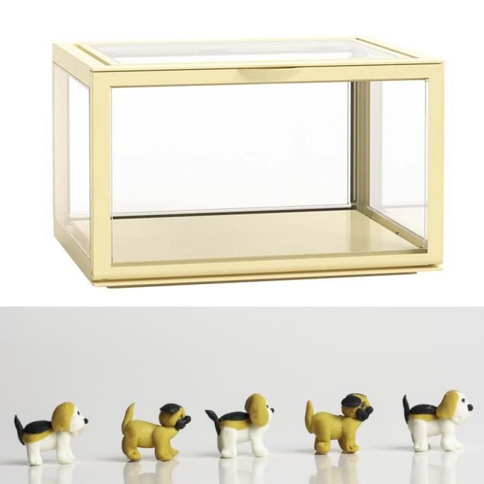 vbestlife boîte de rangement de figurines organisateur de figurines de bureau, vitrine en acrylique pour meuble jaune clair