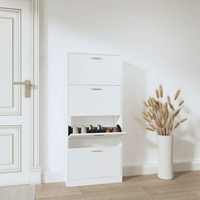 vidaXL Armoire à chaussures Blanc 59x17x150 cm Bois dingénierie 342518