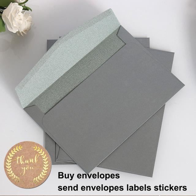 60 Enveloppes Bord Doré 13.5x18.5 Cm - Papier Nacré Vert Et Blanc - Pour Mariage, Anniversaire, Cartes De Vœux