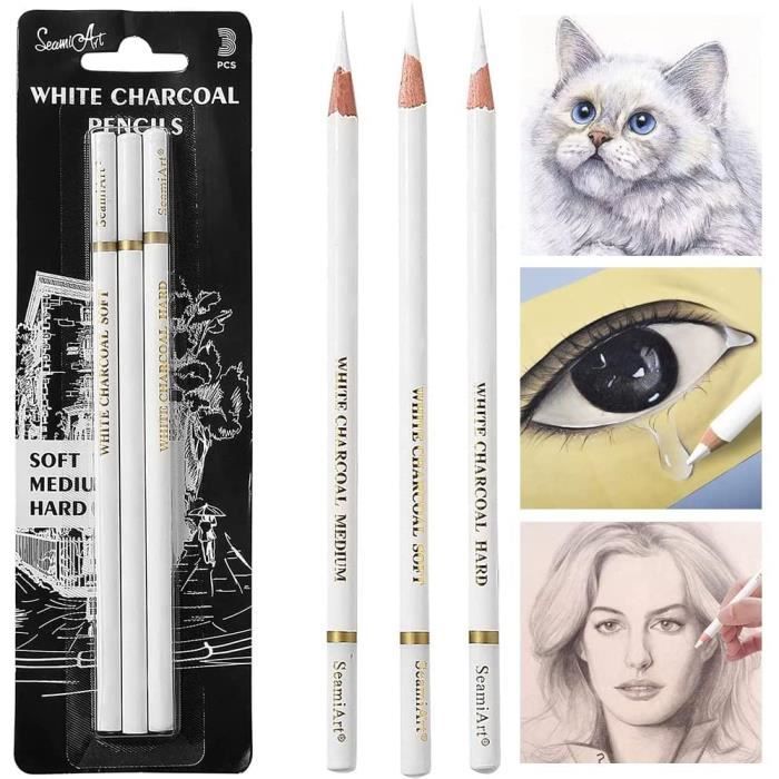 Lot De 10 Crayons Gomme Blancs 3,8 Mm - Pour Dessin Fusain, Estompe, Retouches - Mine Incassable SV