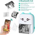 Imprimante Photo, Imprimante Portable Thermique, Mini Bluetooth Imprimante de Poche Pocket avec 13 Rouleaux de Papier Thermique-1