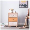 Commode TILDA meuble de rangement chiffonnier avec 3 tiroirs en bois de paulownia brun style vintage ethnique exotique avec gravures-1