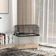 Cage rongeur hamster 2 étages - roulettes, plateforme, échelle, accessoires - PP transparent acier noir-1