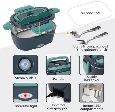 aceyoon Gamelle Chauffante 1.8L 60W Lunch Box Chauffante Électrique 12v