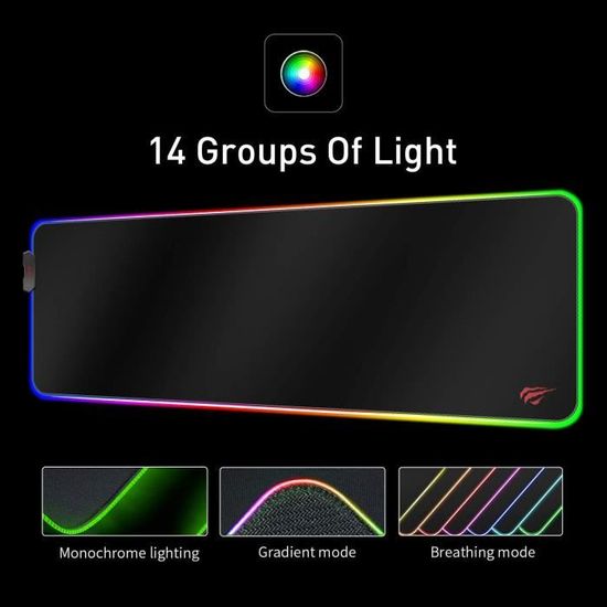Tapis de Souris XXL Gamer RGB avec 12 Modes d'Eclairage 800 x 300 x 4mm  Très Grande Gaming Tapis - Cdiscount Informatique