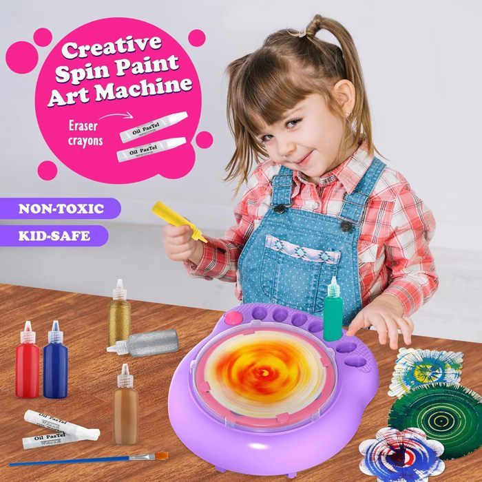 Aragallant Machine à Peinture Centrifuge Pour Enfants – Kit Complet Spinner Art – Activité Manuelle Créative Garçon Fille Dès 6 Ans – Cadeau Anniversaire Noël