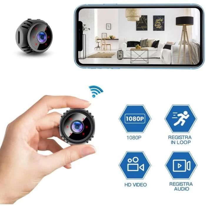 Mini Caméra Espion sans Fil Caméra Cachée Détection de Mouvement de Vision  Nocturne 1080P HD Caméras de Sécurité À Domicile Cac[150]