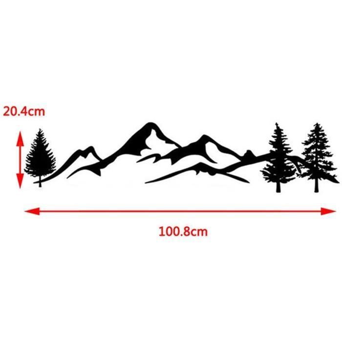 Autocollant Voiture Vinyle – Montagne Avec Boussole – Choix De Couleur