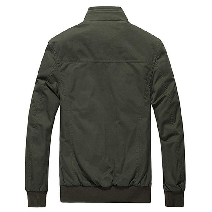 Blouson Homme Coton Manteau de Moto Bomber Veste Jacket Decontracte Printemps automne Blouson de Sport Armee verte Armee verte Cdiscount Pret a Porter