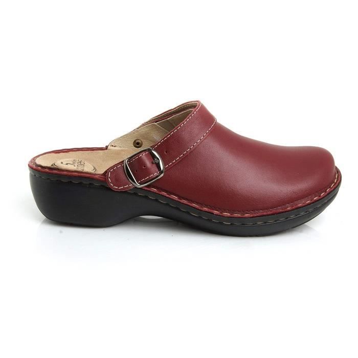 Tong EHOK0 MIRA 5 zones main en cuir Mesdames Slip on Sabots Mules Taille 38 Rouge fonce Cdiscount