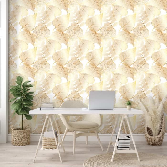 Tenture Murale Plantes Vertes Eucalyptus - 235 X 180 Cm, Polyester, Déco Salon Chambre, Blanc