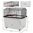 Cage rongeur hamster 2 étages - roulettes, plateforme, échelle, accessoires - PP transparent acier noir-2