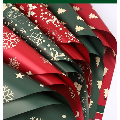 4 Feuilles Papier Cadeau Noël Vert Flocons Neige Dorés - 50x70 Cm, 80 G/m² - Pour Emballage Cadeau Homme Femme, Décoration