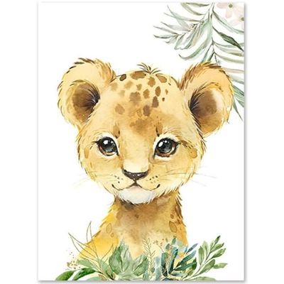 Affiche Jungle Pour Bébé Set De 3 Affiches Animaux Jungle 30x40 Cm - Éléphant, Lion, Girafe - Décoration Murale Enfant Sans Cadre Affiche Chambre Bebe