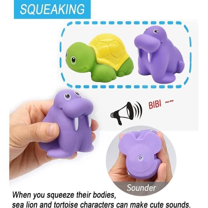 Lot de 4 jouets de bain pour bébé avec animaux mécaniques – Jouets