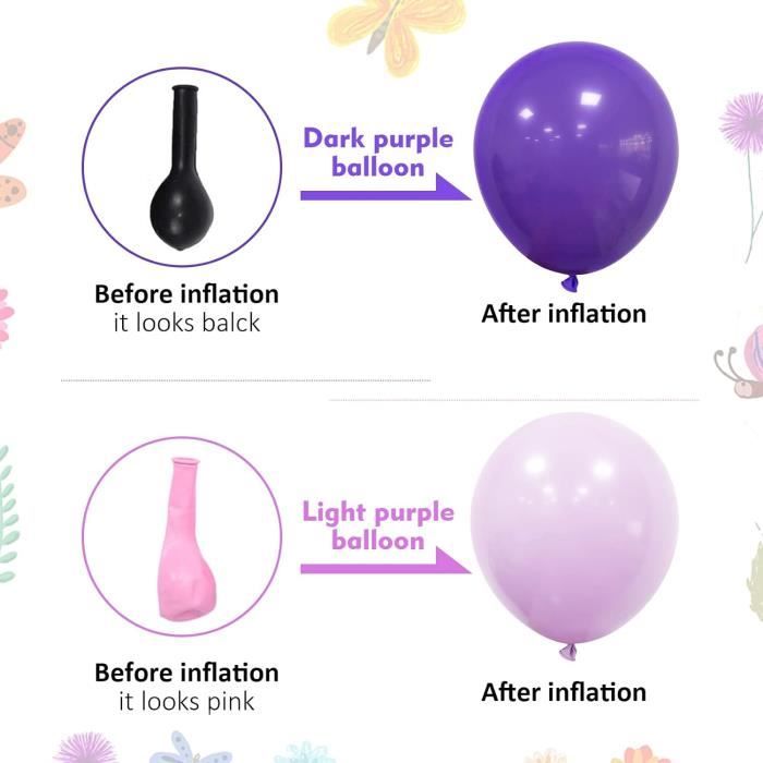 Kit Arche à Ballons Mariage 108 Pièces Violet Blanc Papillon - Décoration Latex