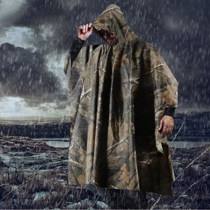 Poncho Pluie Impermeable avec Capuche Cape de Pluie Randonnee avec Sac de Transport de Camping Voyage Activites en Plein noir Cdiscount Pret a Porter