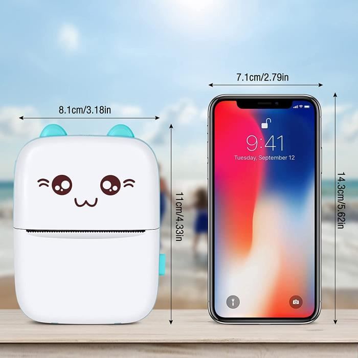 Mini Imprimante Portable Thermique Bluetooth 200 DPI – Photos, Étiquettes, Mémos Instantanés + 11 Rouleaux Offerts
