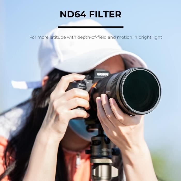 K&F Concept Filtre ND64 82mm 6 Stops | Verre Optique Nano-revêtement | Pour Photos Paysages