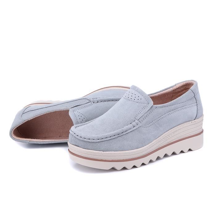 Socofy Chaussures Bout Rond en Daim Respirant pour Femmes