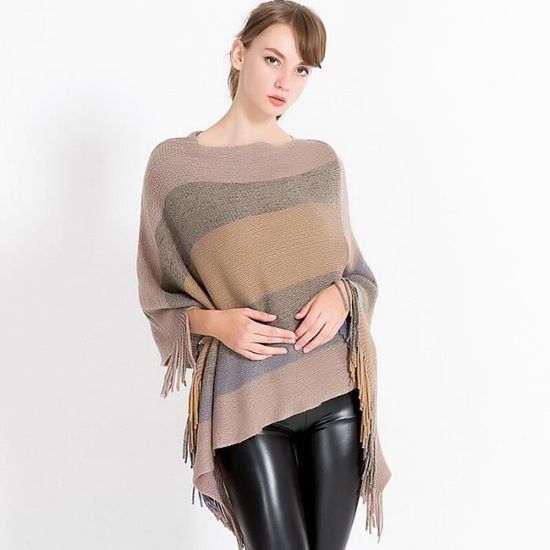 2019 automne hiver femme tricot Poncho Cape mode gland cachemire garder au chaud Ponchos et Capes grande taille femme Cape 1AFCB2D Cdiscount Pret a Porter